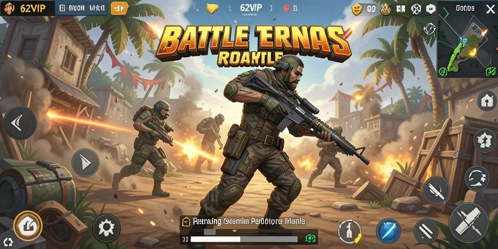Tampilan gameplay seru dalam 62VIP Battle Royale.