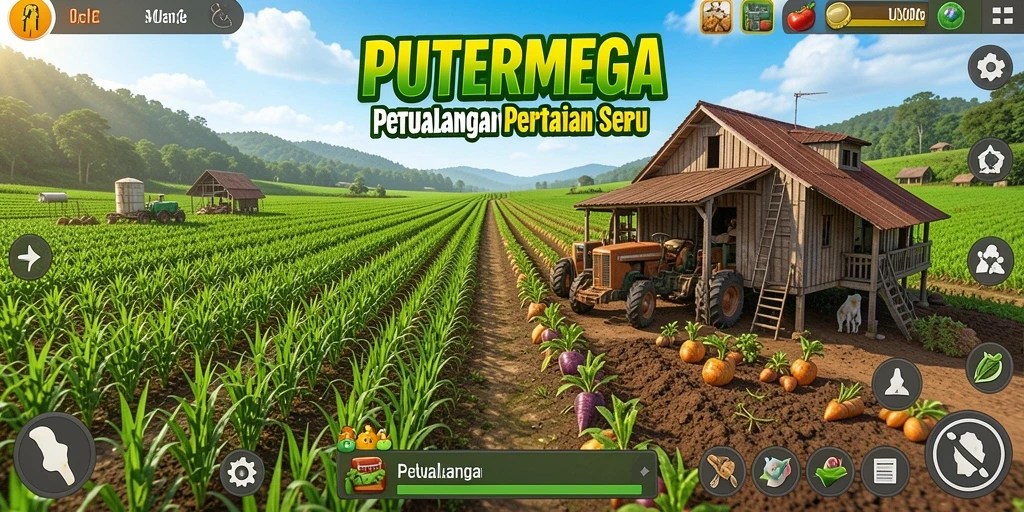 Screenshot gameplay PUTERMEGA yang menunjukkan keindahan pertanian.