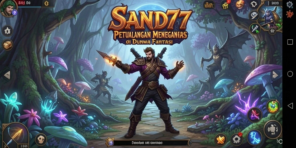 Gameplay menegangkan di dunia fantasi SAND77 dengan pertarungan epik.