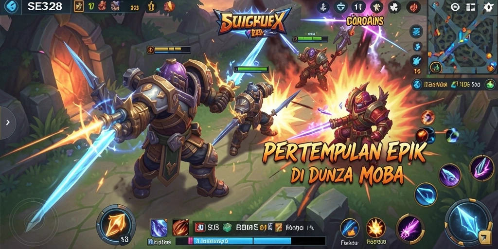 Gameplay seru SE328 di arena pertempuran MOBA.