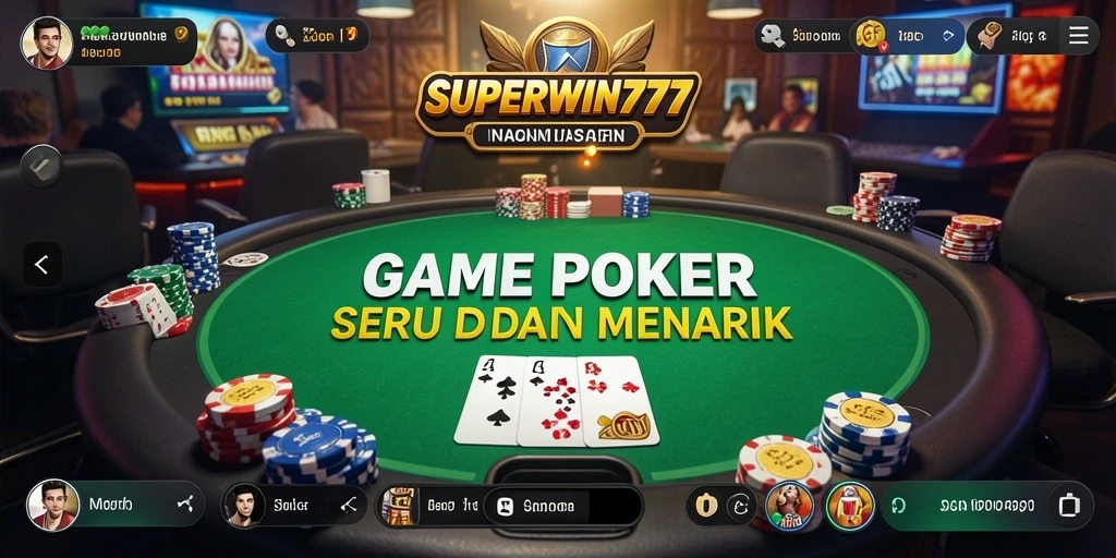 Gameplay seru dalam SUPERWIN777 yang menampilkan aksi poker.